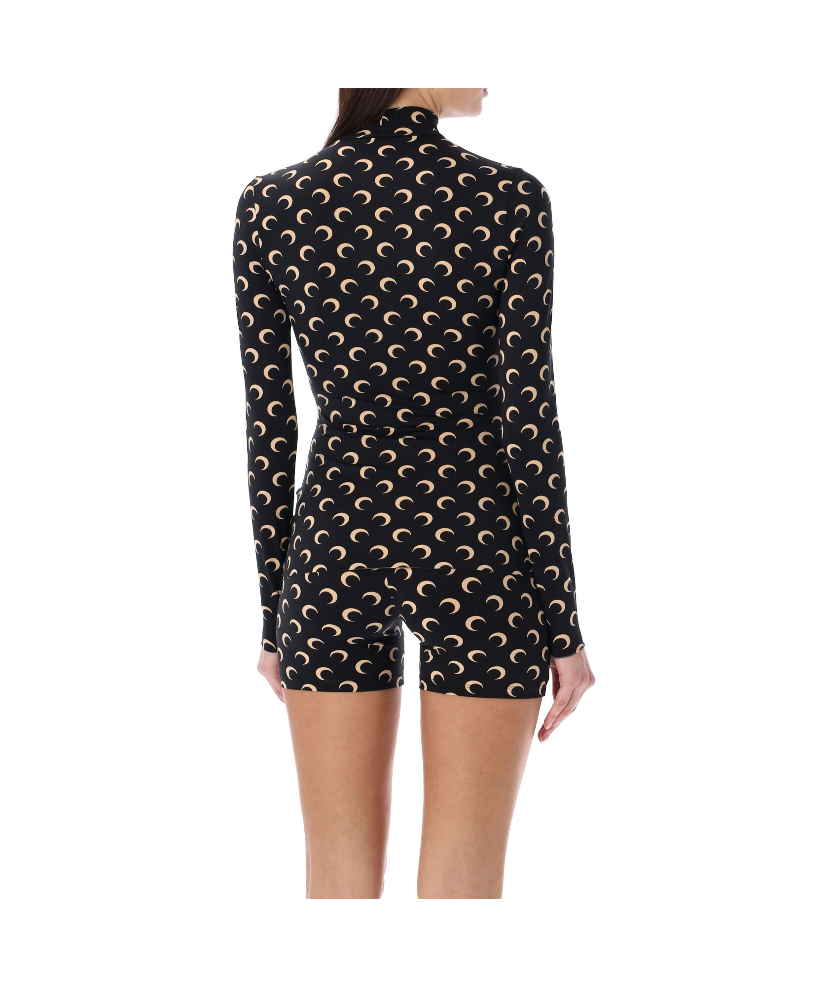 Marine Serre Regenerated All Over Moon Jersey Second Skin Top Clothing In Black
