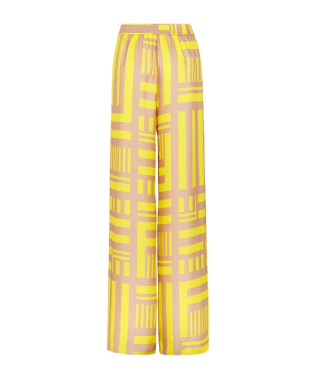 Shop Fendi All-over  Labyrinth Printed Trousers In Yellow