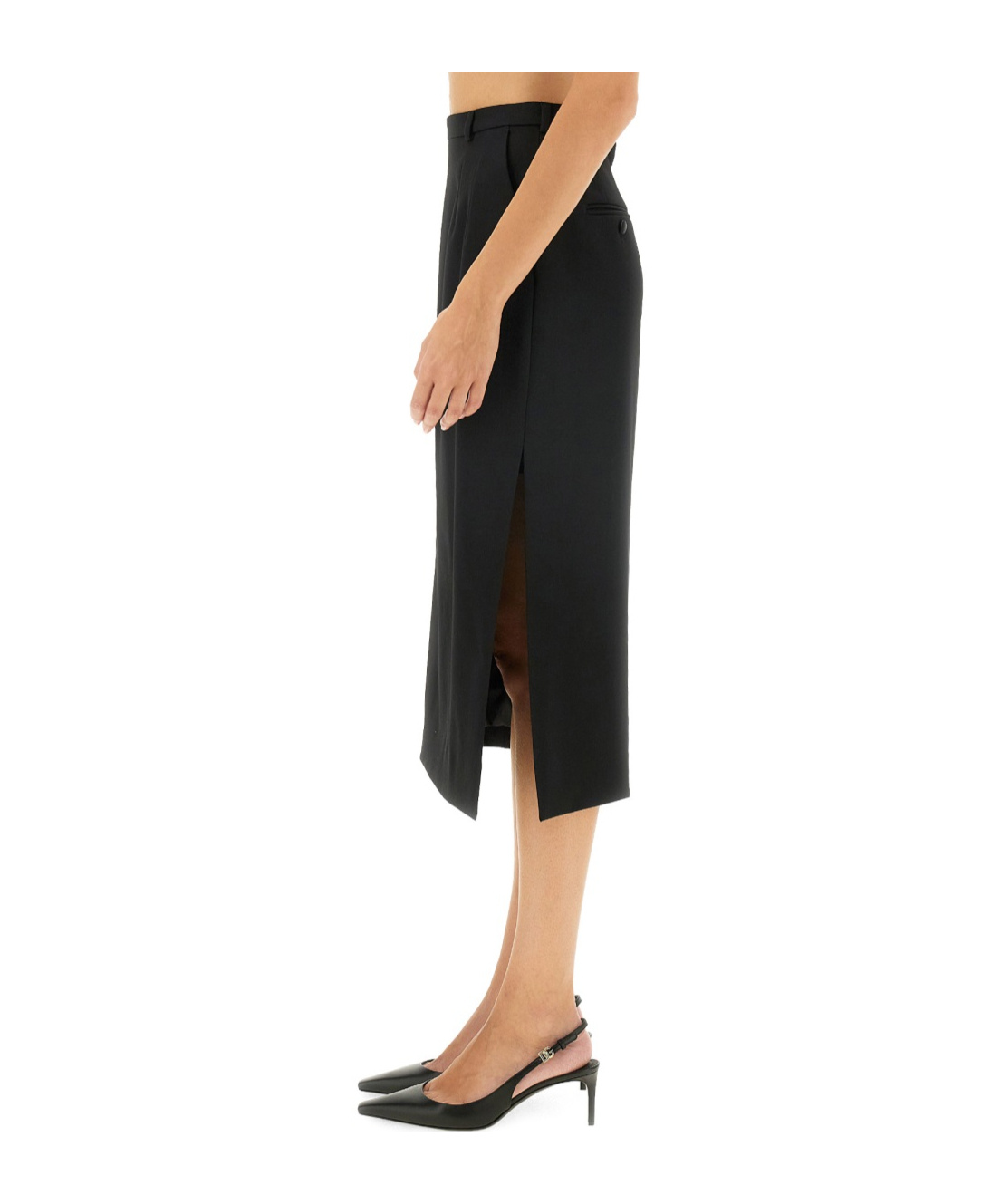 Dolce & Gabbana Gabardine Virgin-wool Midi Skirt In Black
