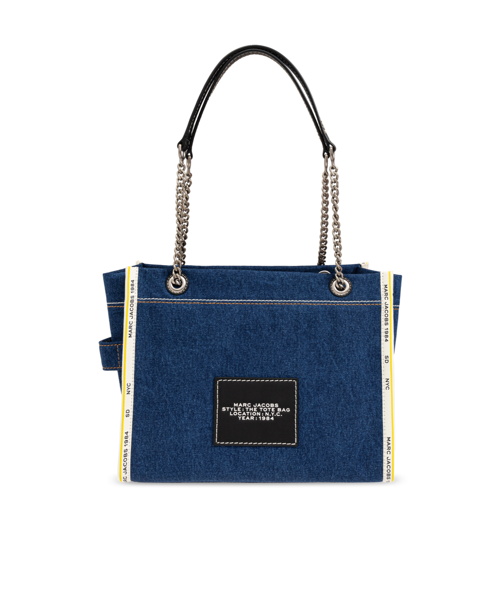 Marc Jacobs Sac Cabas The Denim Chain Micro Tote Bag In Blue