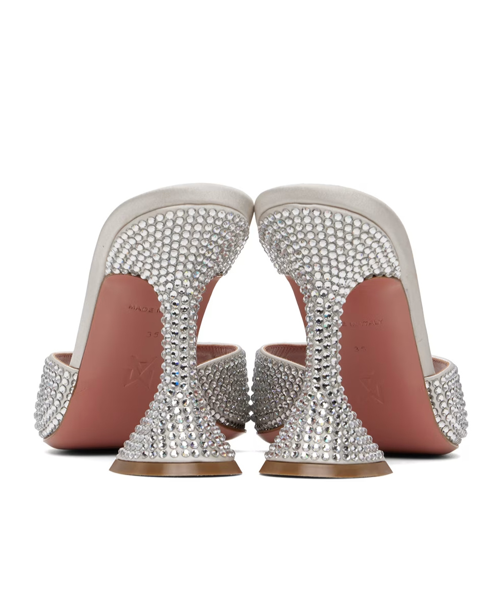 Shop Amina Muaddi Caroline Crystal High-heeled Sandals In White