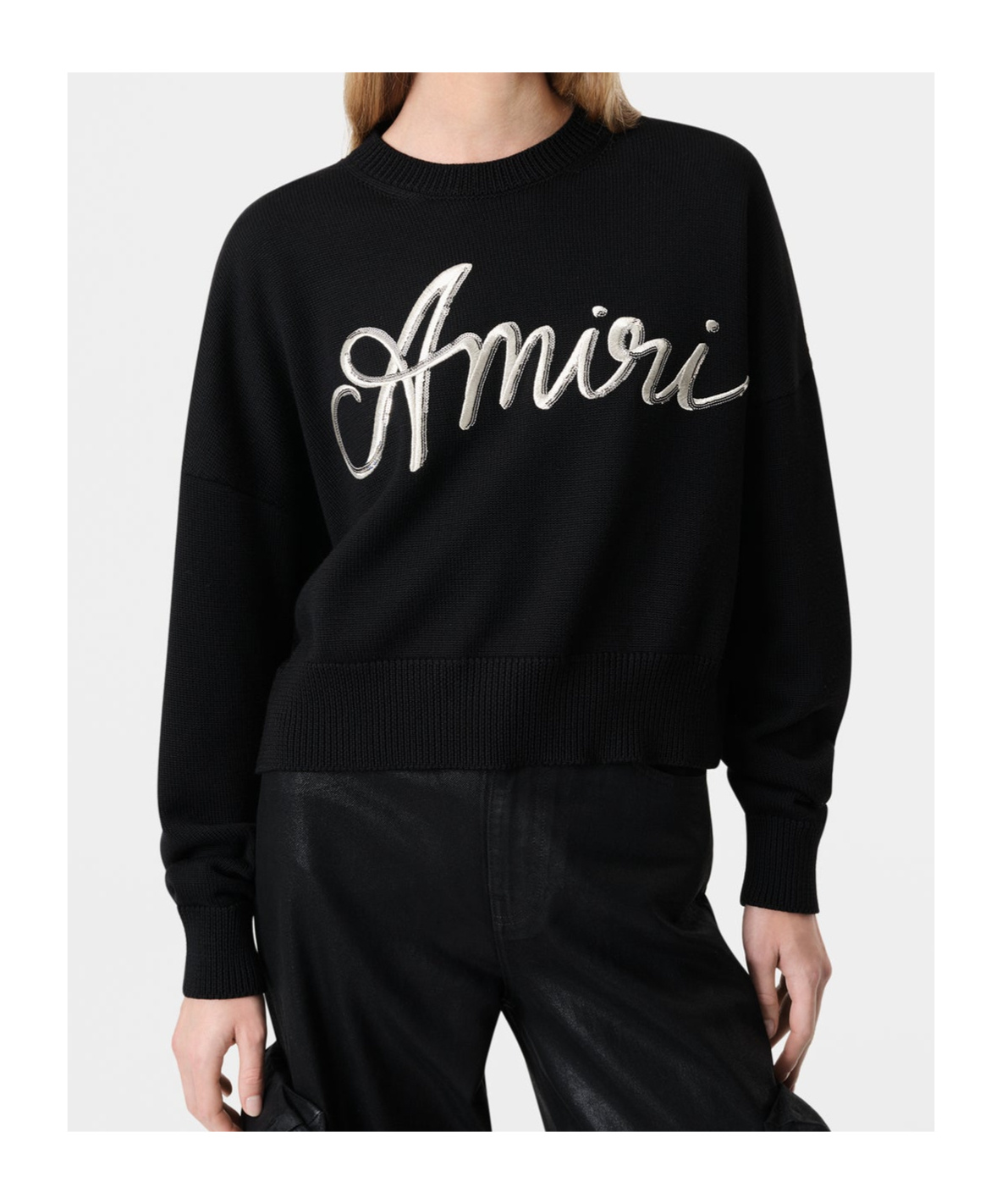 Amiri Round Neck Sweater In Black