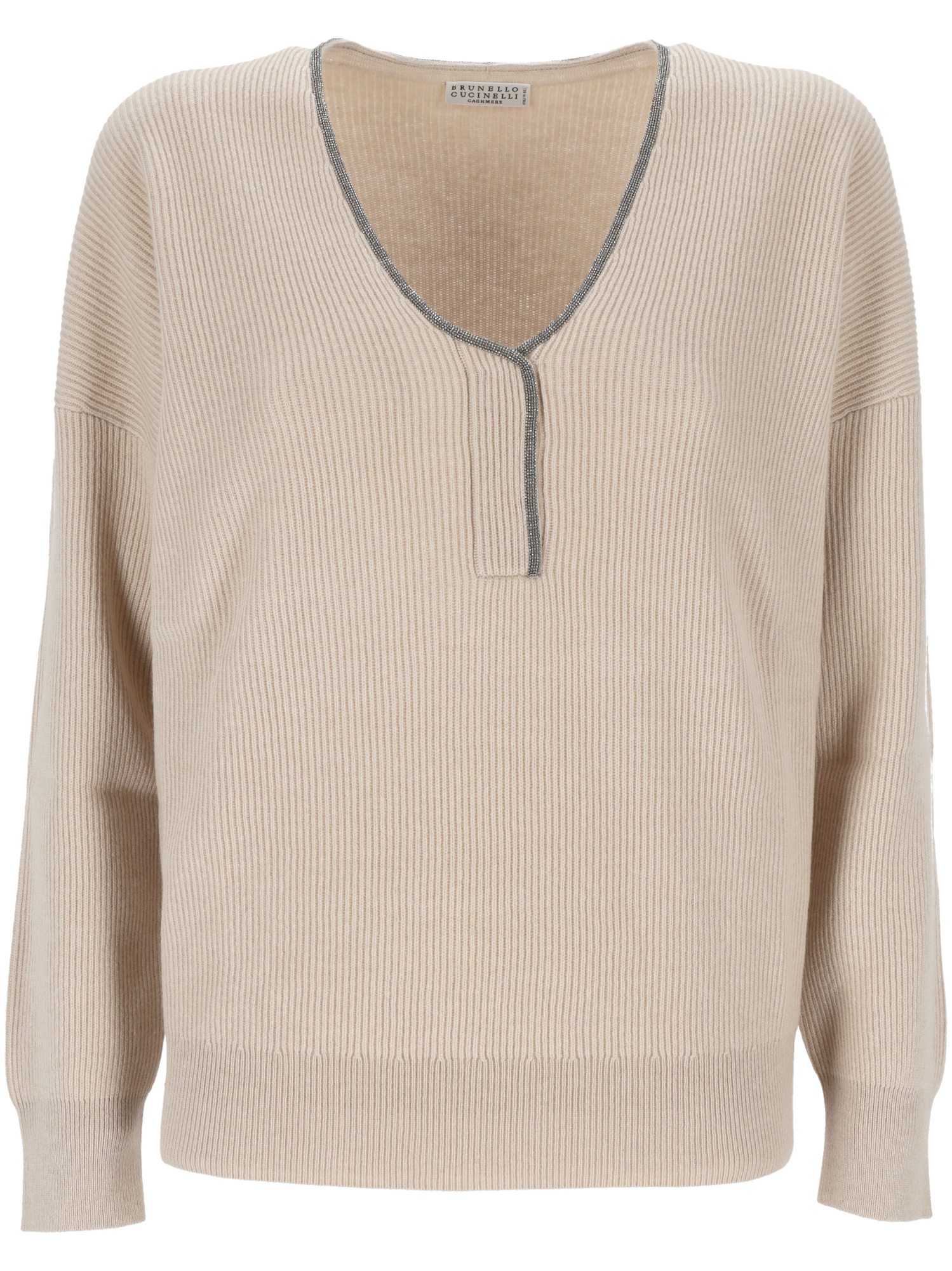 Brunello Cucinelli English-rib Cashmere Sweater In Nude
