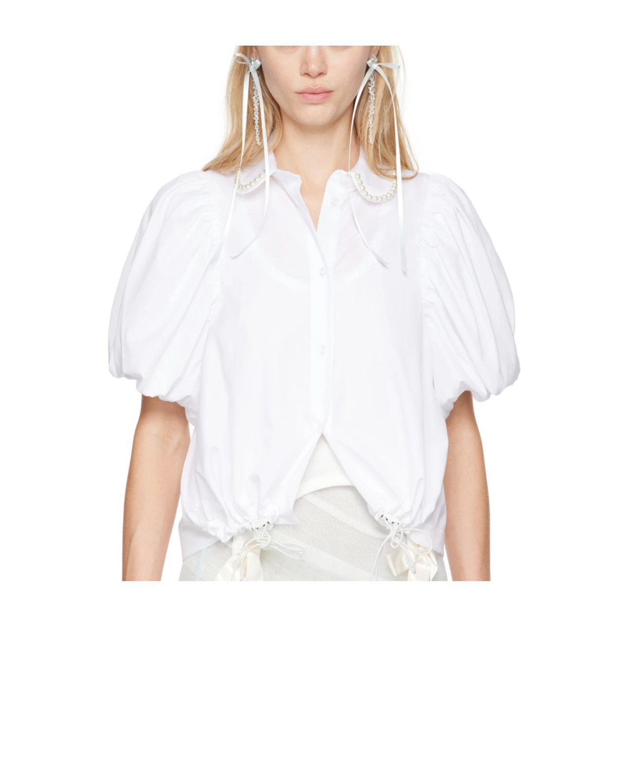 Simone Rocha Bow Ribbon Drip Earrings In White