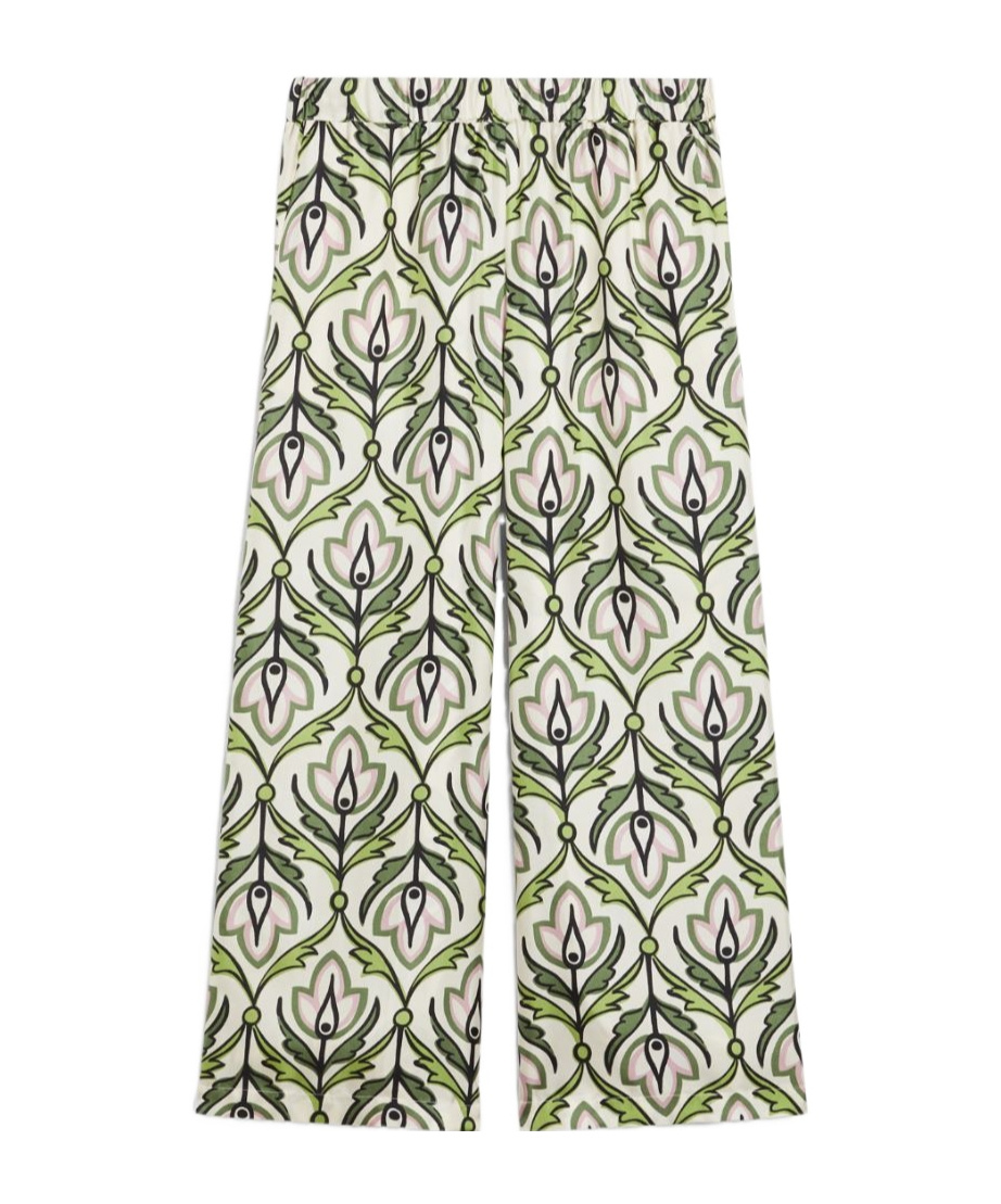 Weekend Max Mara Eusebio Trousers In Printed Silk Twill In White