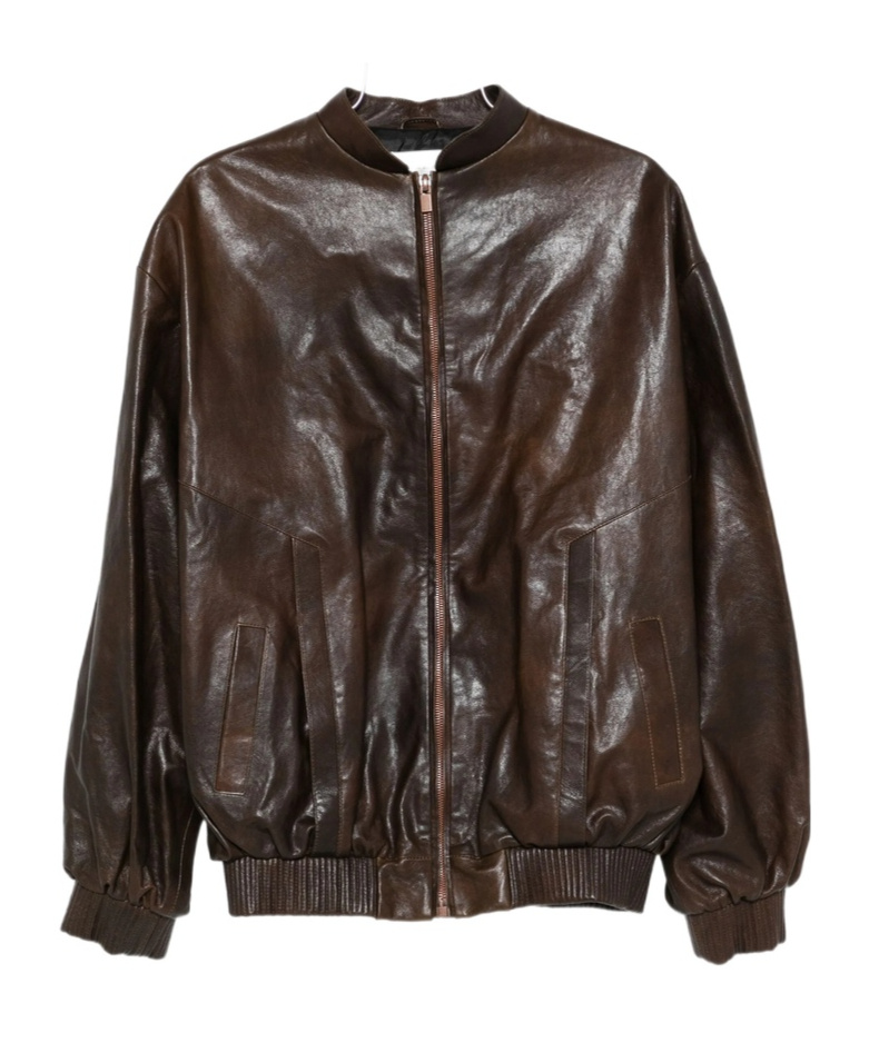 Magda Butrym Zip-fastening Ribbed-cuff Jacket In Brown