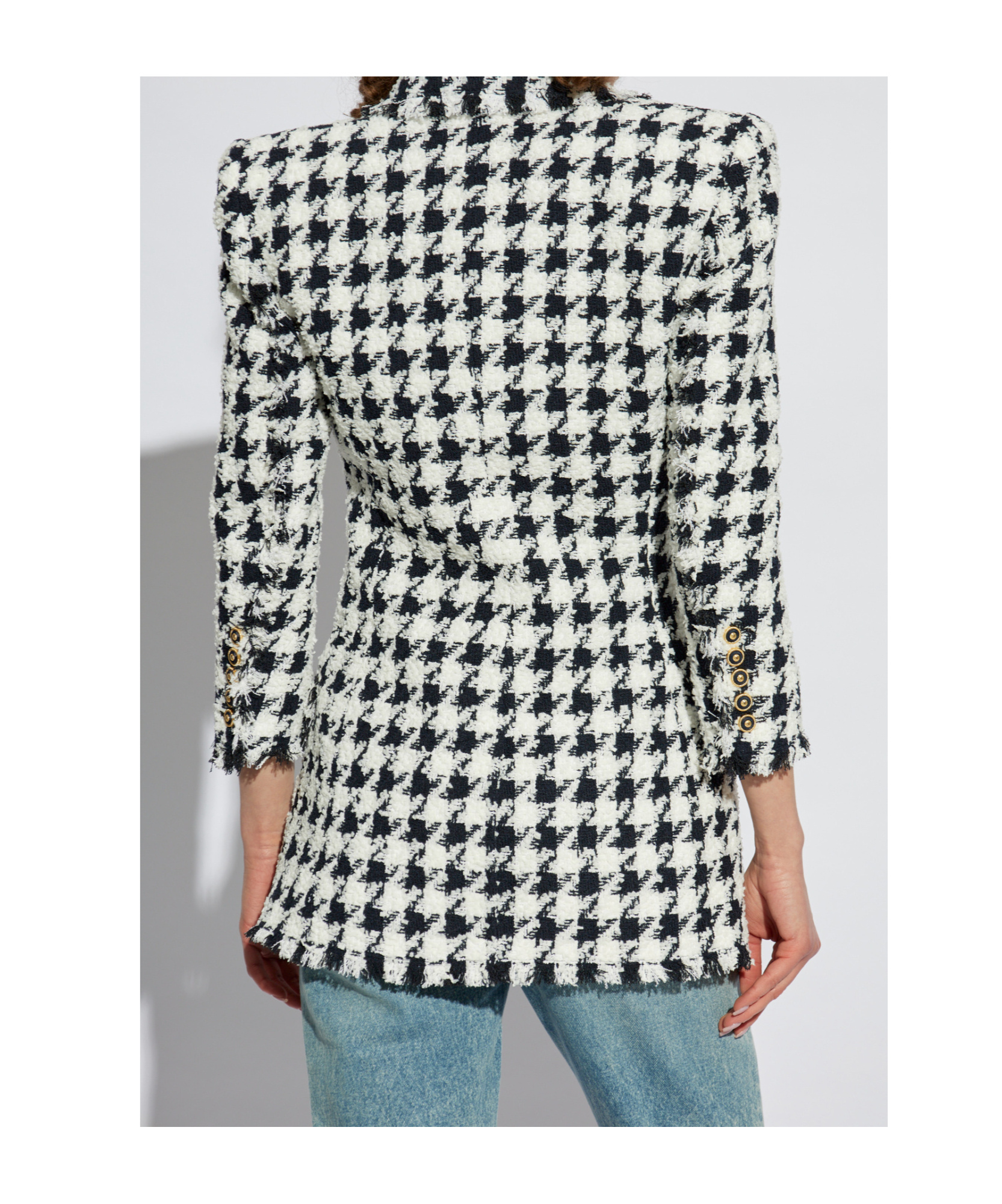 Shop Balmain Tweed Tailored Jacket In White