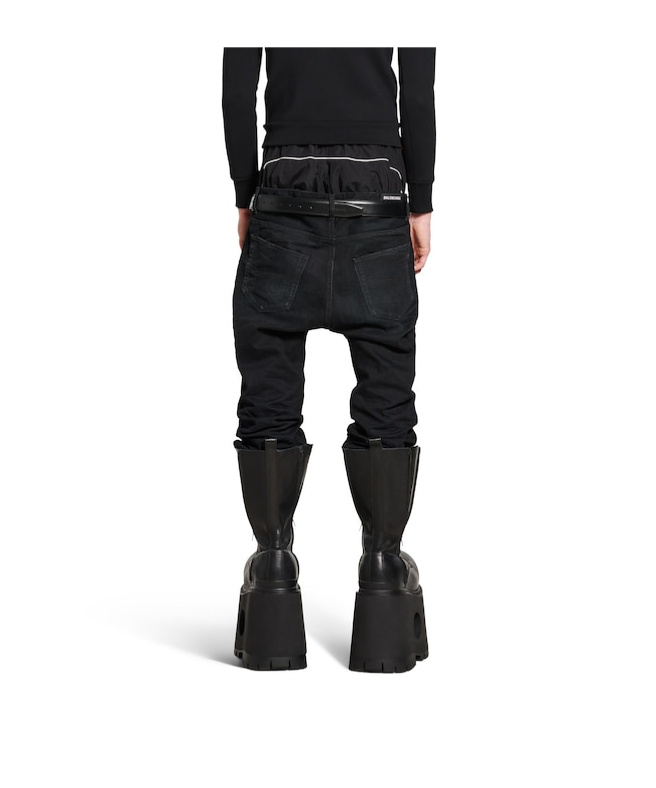 Balenciaga Layered Shell-trimmed Distressed Flared Jeans In Black