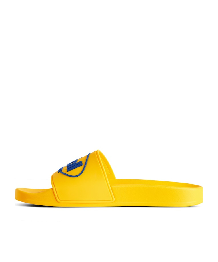 Balenciaga Men's  I Scholl Pool Slide Sandal In Yellow/blue In Yellow/blue
