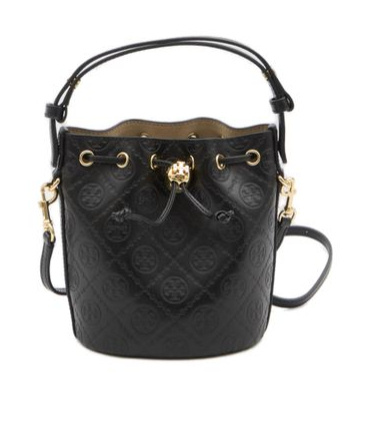 TORY BURCH MINI MONOGRAM-EMBOSSED BUCKET BAG