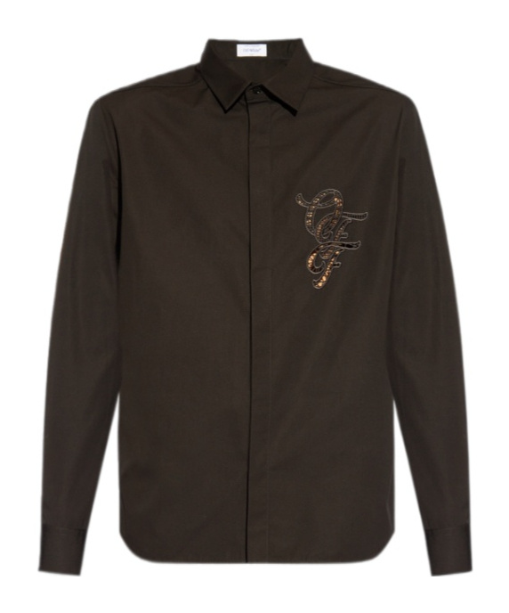 Off-white Logo-embroidered Shirt In Black