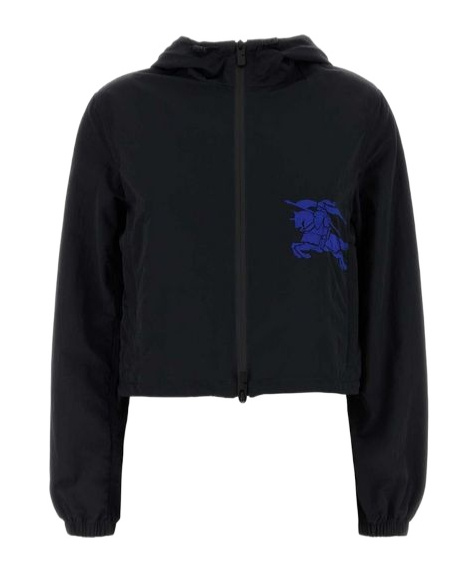 Burberry Graphic Print Hooded Jacket In Black