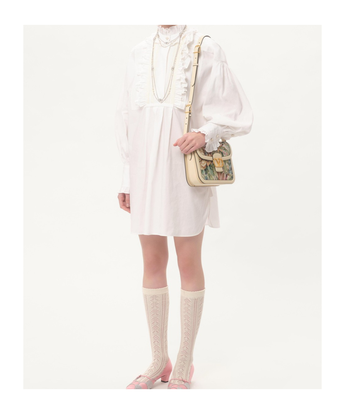 Valentino Cotton-linen-blend Ruffled Shirt Dress In White