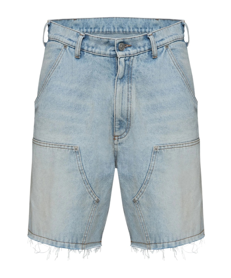 Mm6 Maison Margiela Numbers-motif Denim Shorts In Light Blue