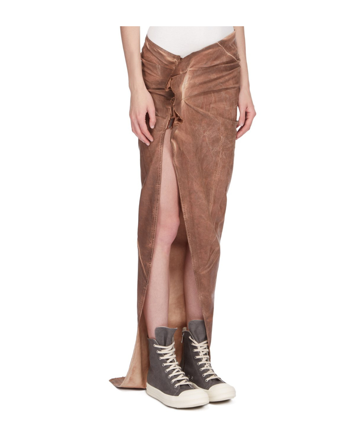 Shop Rick Owens Drkshdw Edfu Asymmetric Maxi Skirt In Brown