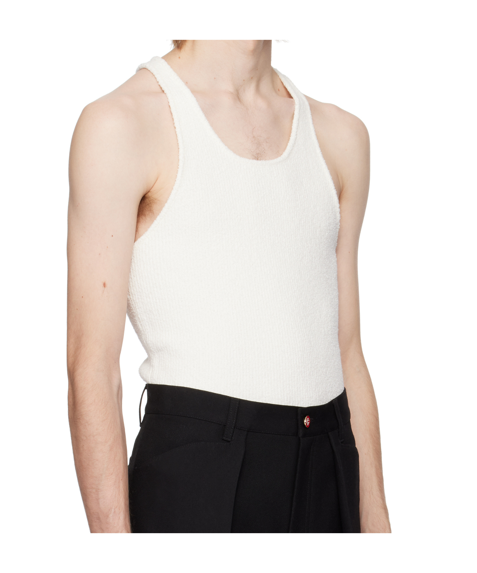 Casablanca Boucle Ribbed Vest In Nude