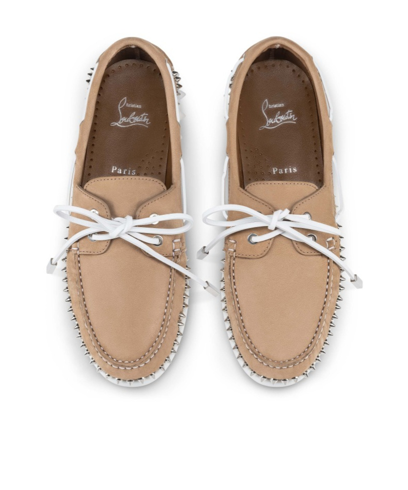 Christian Louboutin Gerockel Leather Loafers In Nude