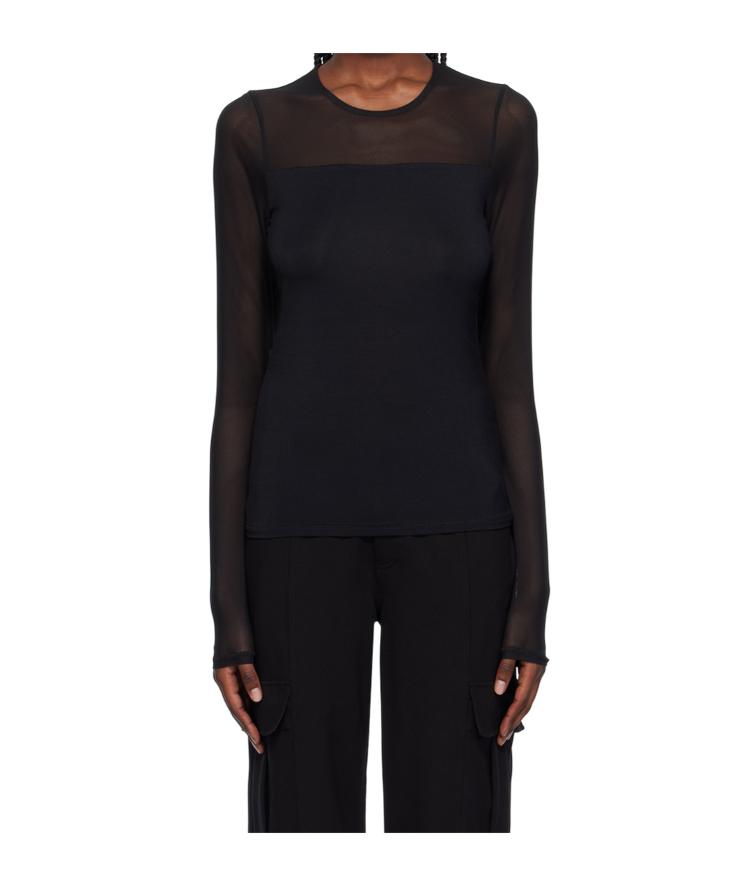 Rag & Bone Round Collar And Long-sleeved T-shirt In Black