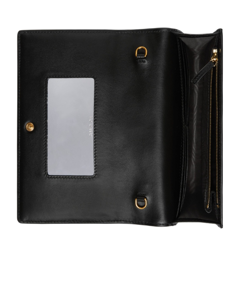 Gucci Gg Matelassé Chain-strap Wallet In Black