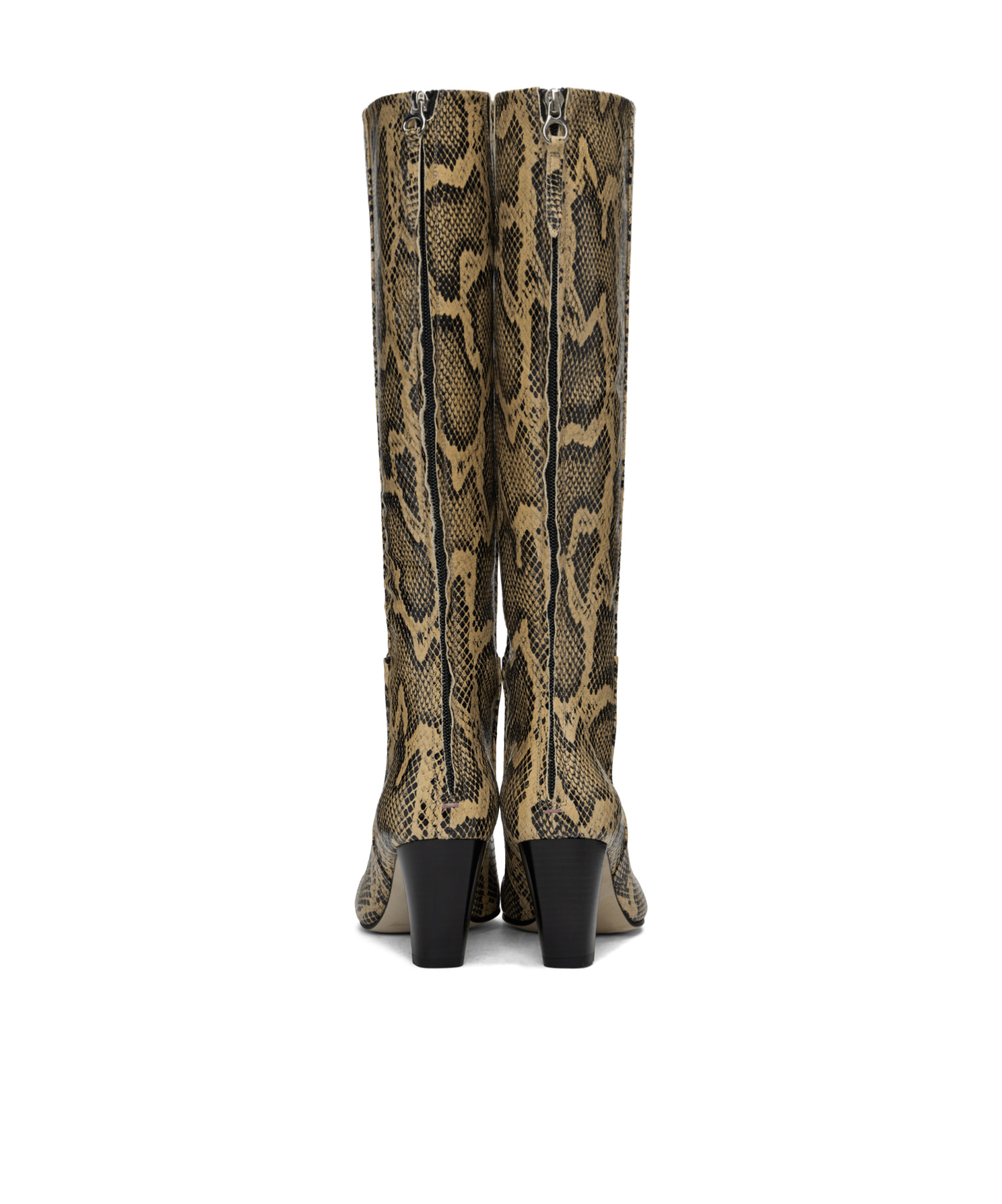 Aeyde Cecilia Snake-pattern Embossed Boots In Brown