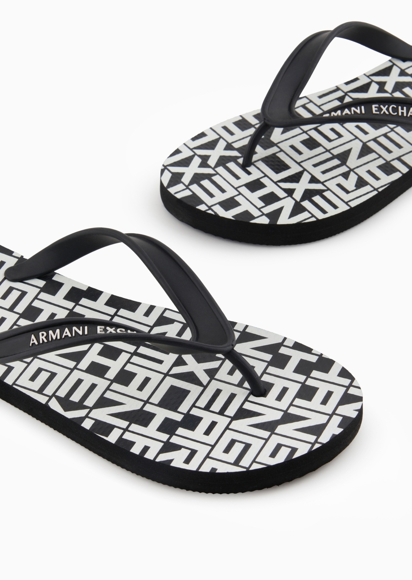 Armani Exchange Rubber Flip Flops With Logo Writing