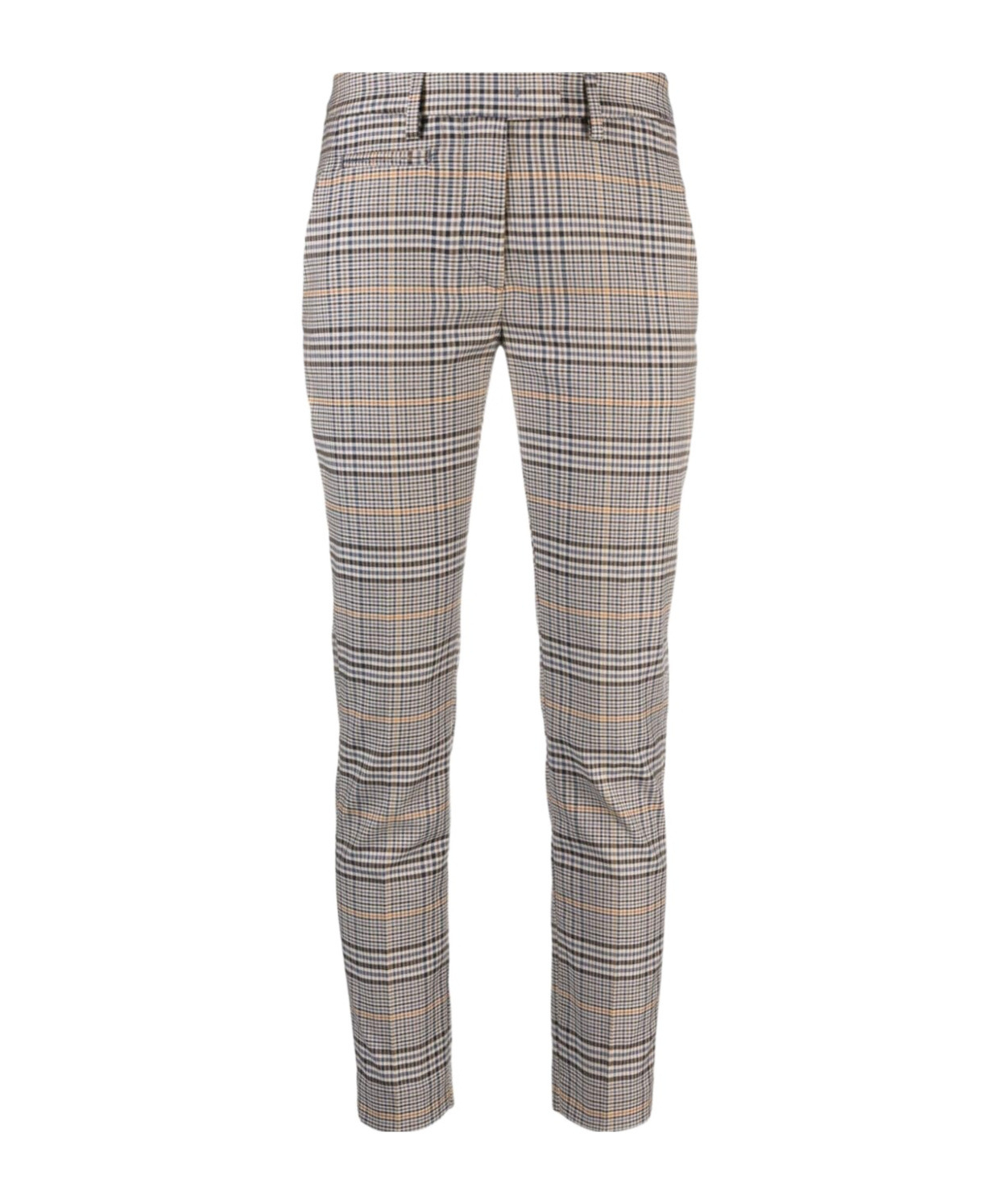 Dondup Prince Of Wales Check Cropped Trousers In Gray
