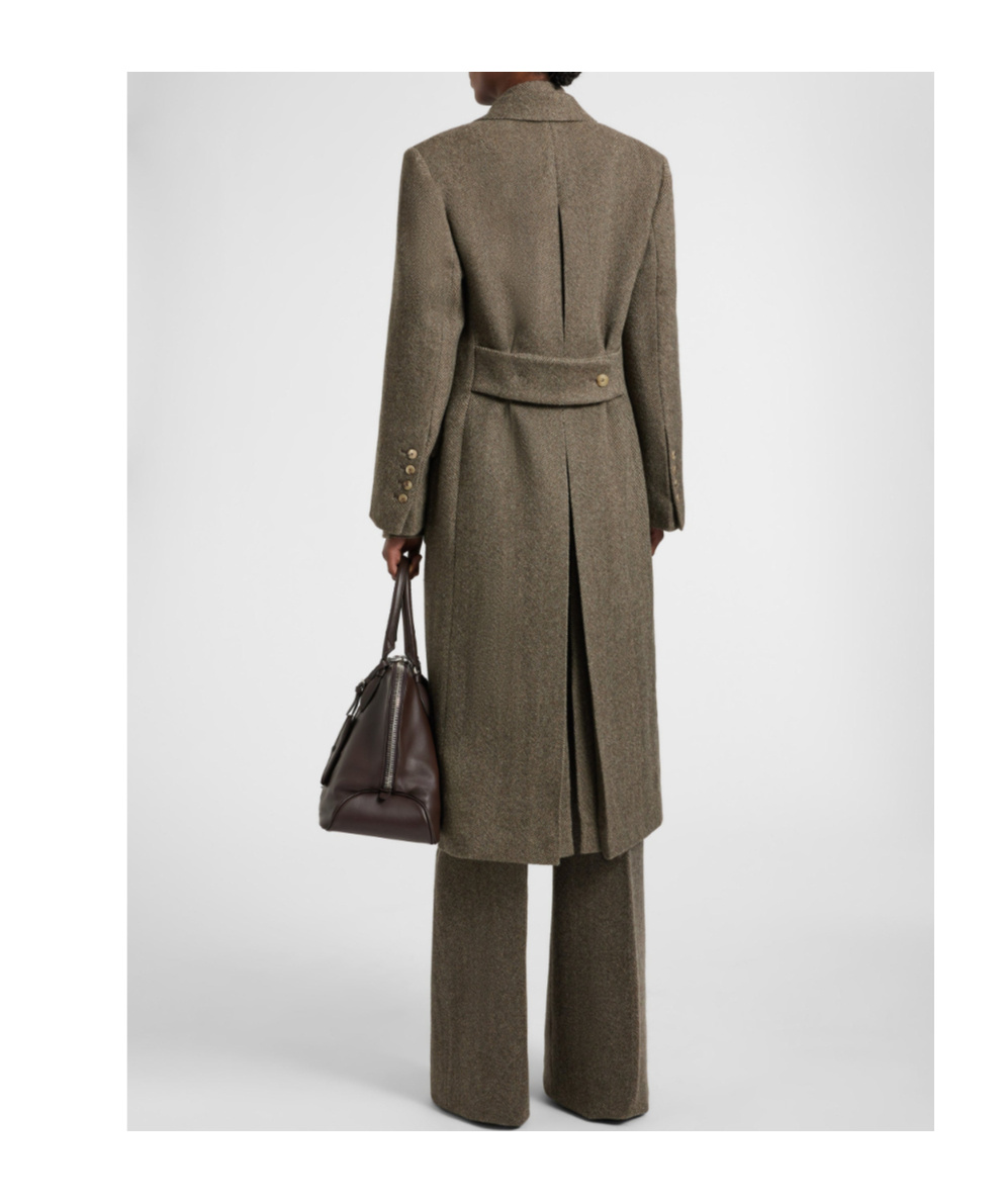 Ermanno Scervino Tailored Coat In A Virgin Wool, Silk, And Cashmere Blend With Resca Pattern In Brown