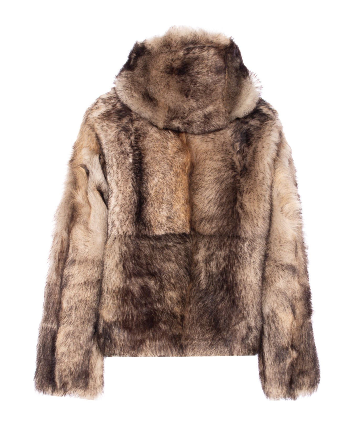 Yves Salomon Button-fastening Hooded Fur Jacket In Brown