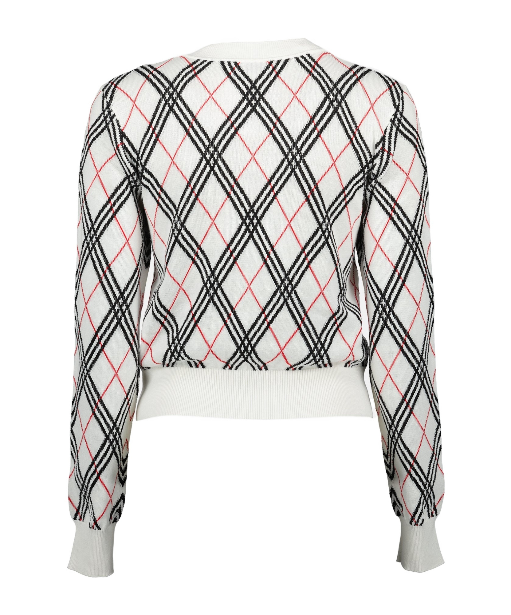 Shop Burberry Checked Knit Jumper
