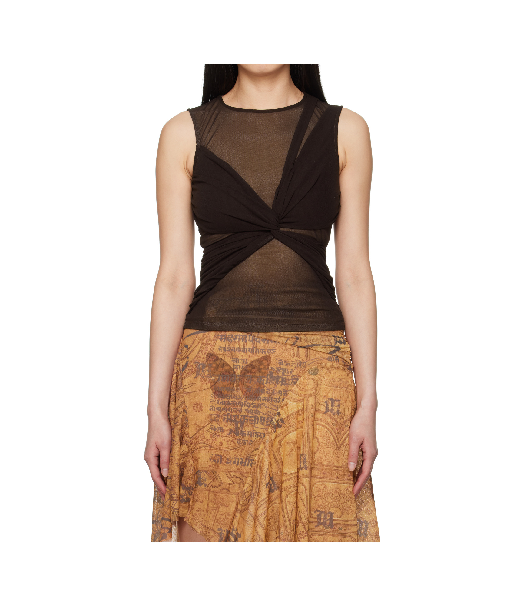 Misbhv Brown Wrapped Sleeveless Top