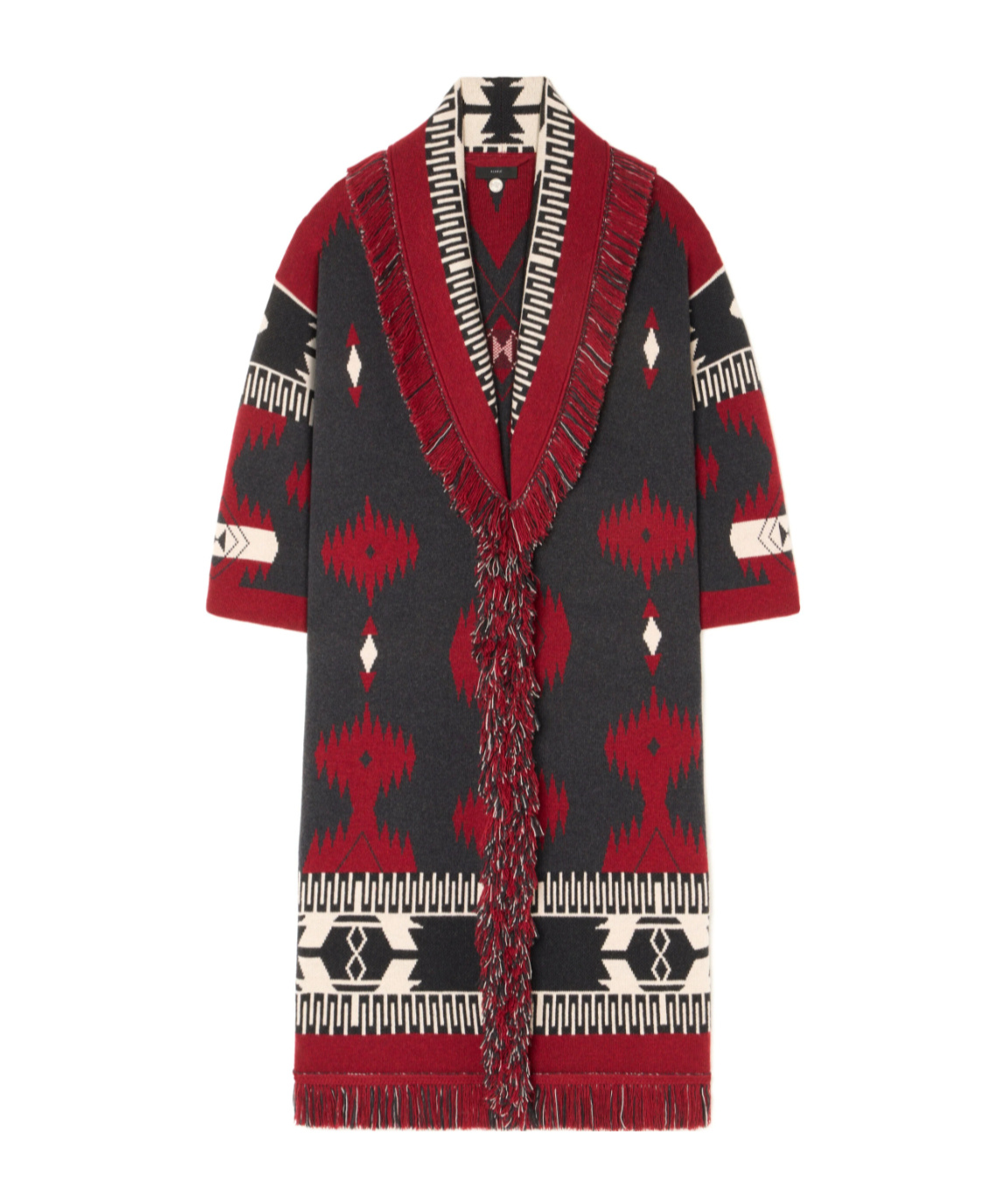 Alanui Jacquard Wool Long Cardigan With Belted Waist In Multi