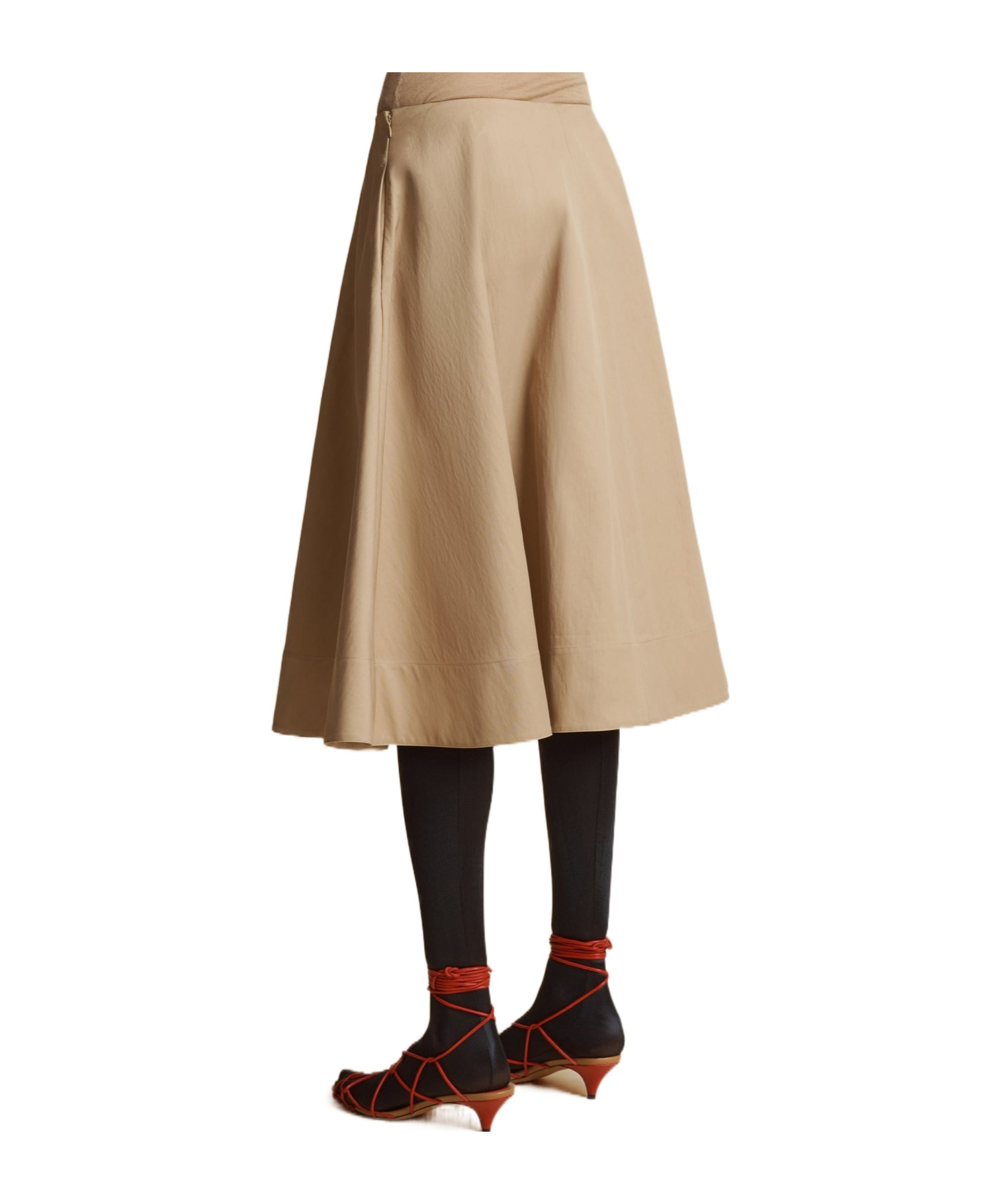 KHAITE RENTA TWILL MIDI SKIRT 