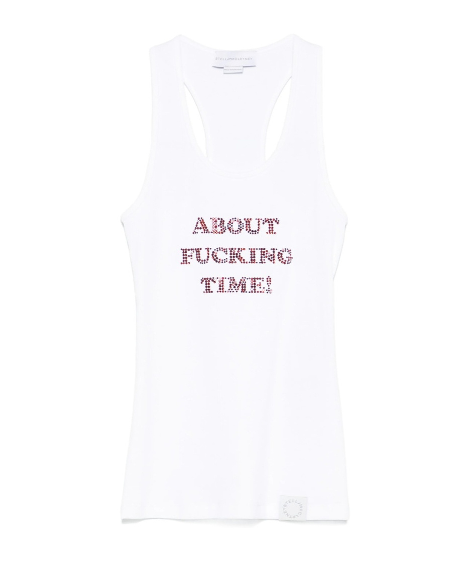 Stella Mccartney Ribbed Sleeveless Tank Top With Text In White