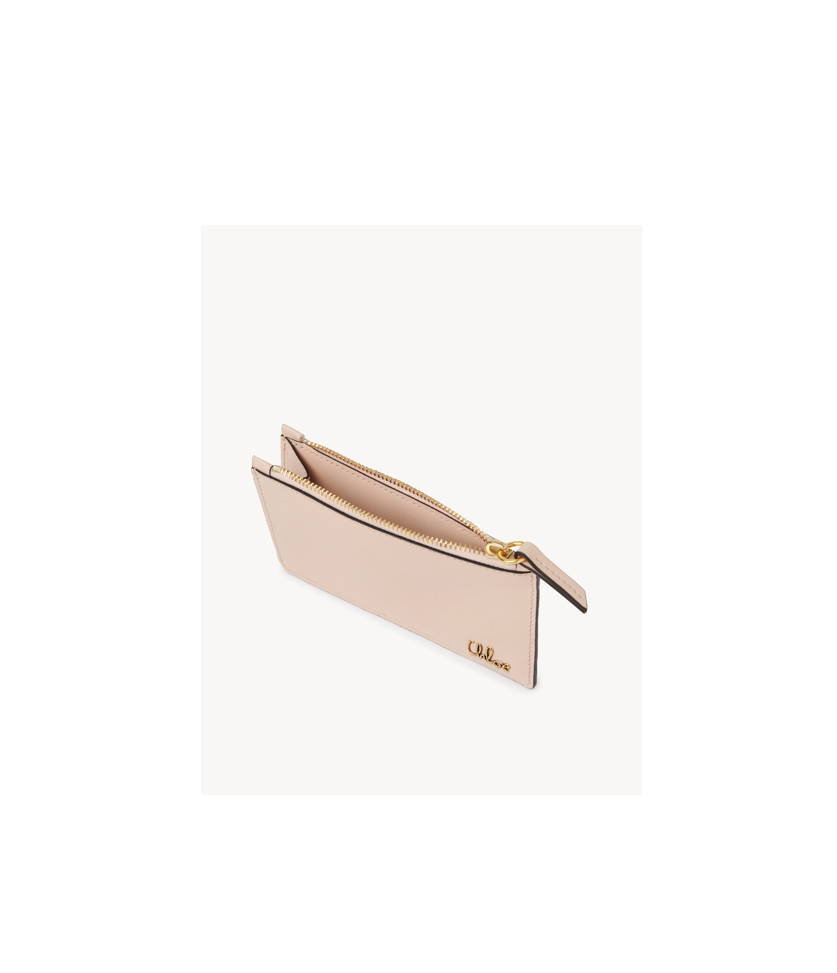 Chloé Iconic Logo Zip-around Leather Wallet In Nude