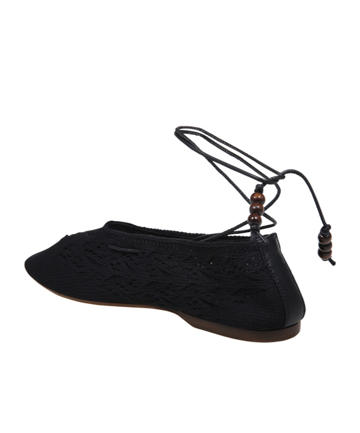 Alohas Rosemary Crochet Ballerinas With Ankle Ties In Black