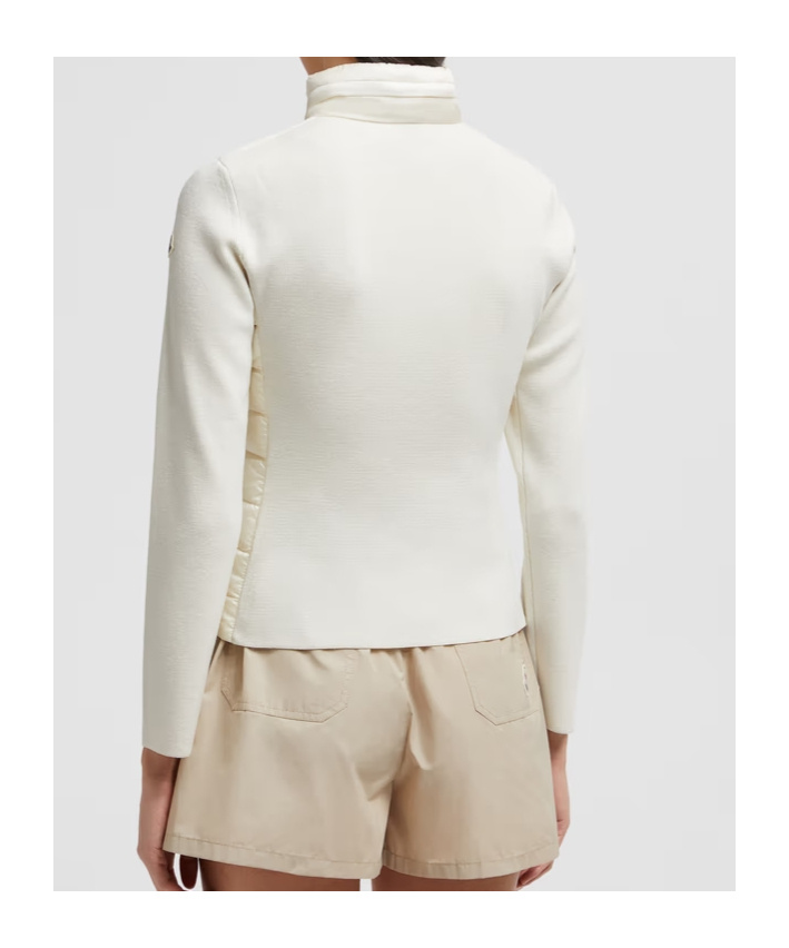 Moncler Logo Patch Padded Knit Cardigan In White