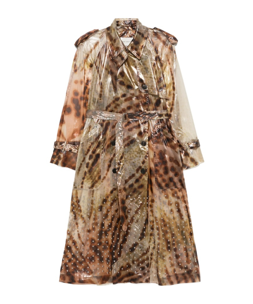 Dries Van Noten Leopard-print Trench Coat In Brown