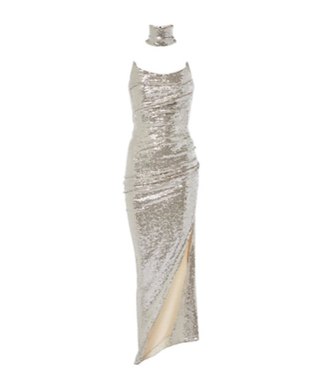 Maticevski Exhilarate Gathered Sequined Gown In Gray