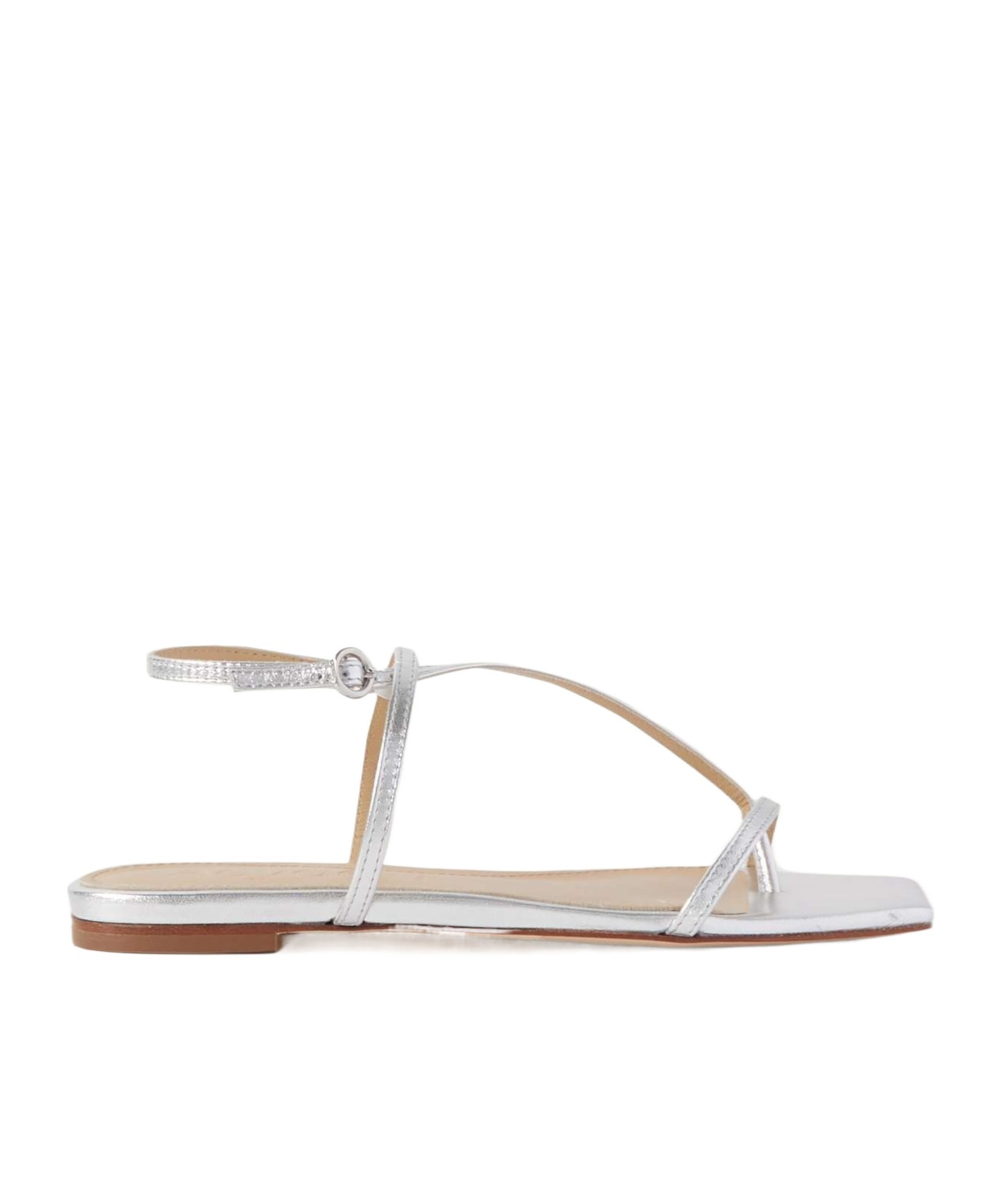 Aeyde Square Toe Flat Sandals In White