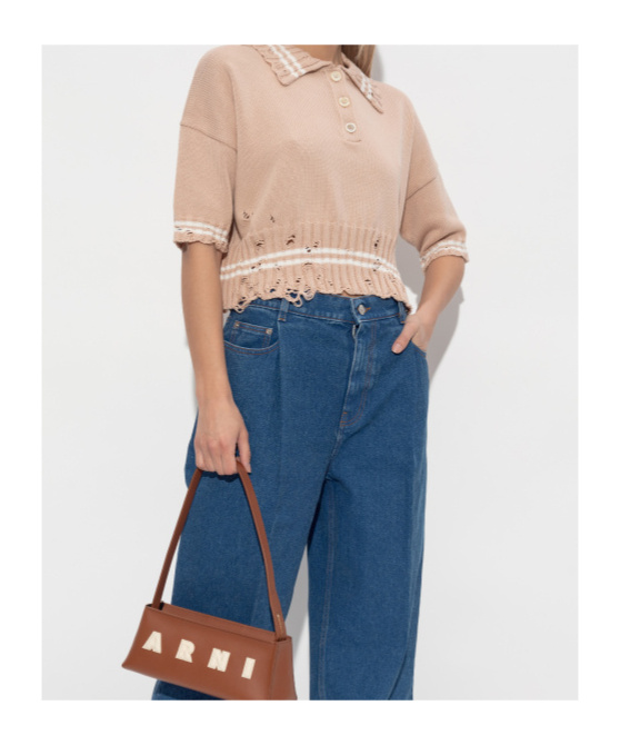 Marni Knitwear Polo With Distressed Button Detailing