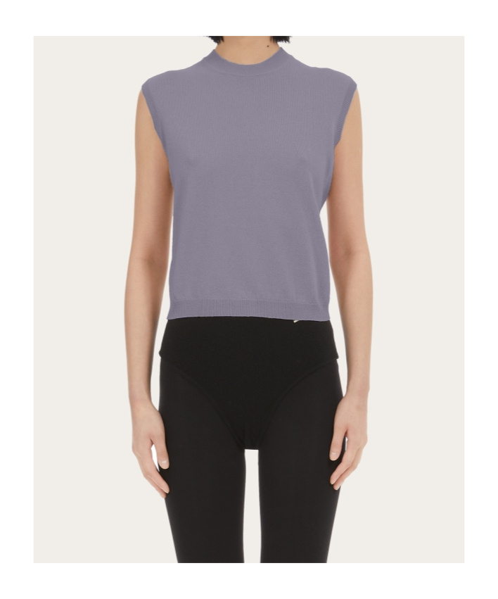 Ferragamo Fine-knitted Top In Gray