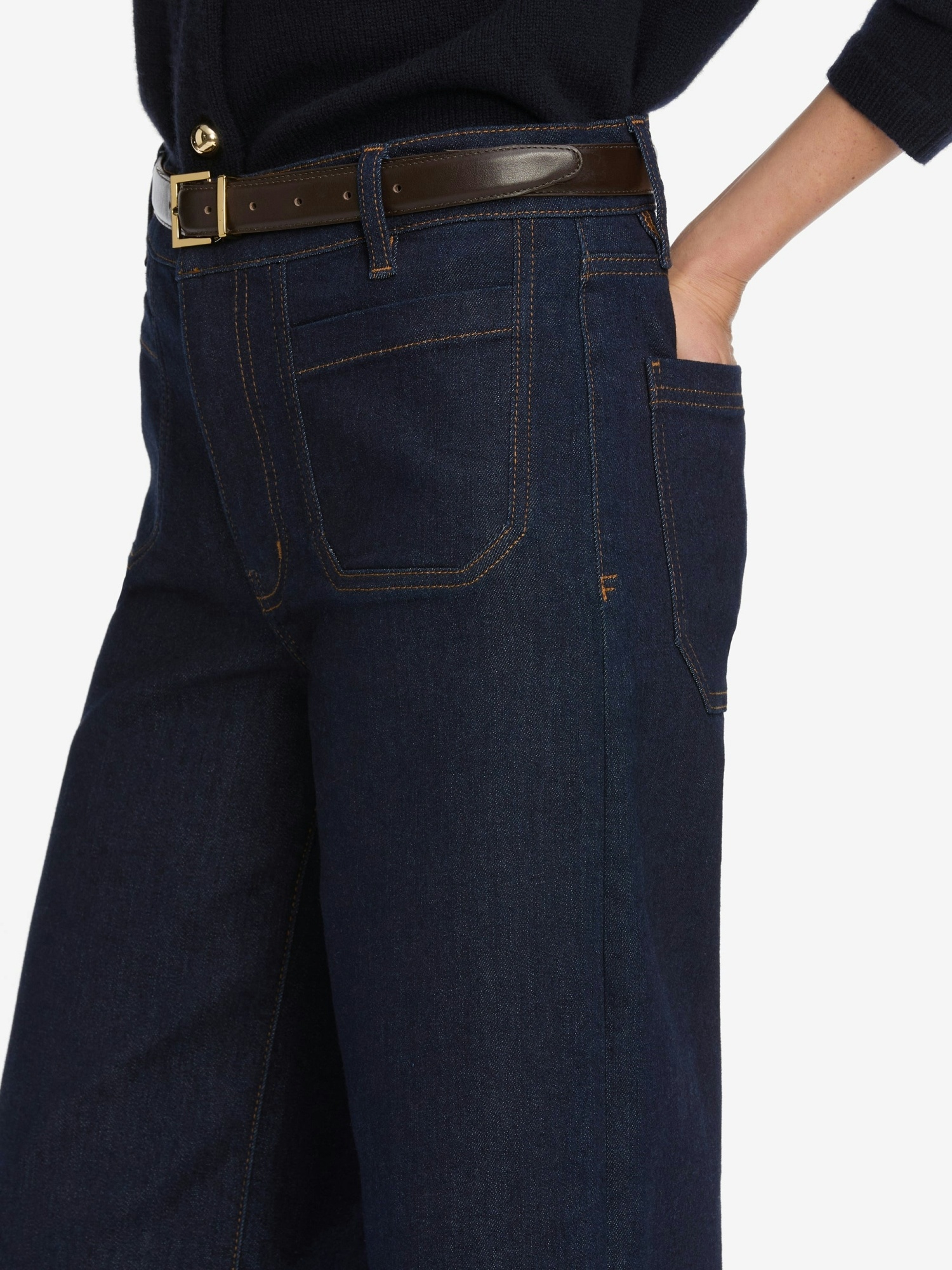 Frame Jeans Le Slim Palazzo Modernist Pocket In Blue