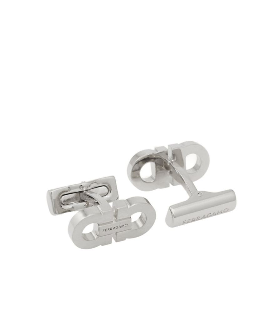 Ferragamo Double Gancini Cufflinks In Metallic