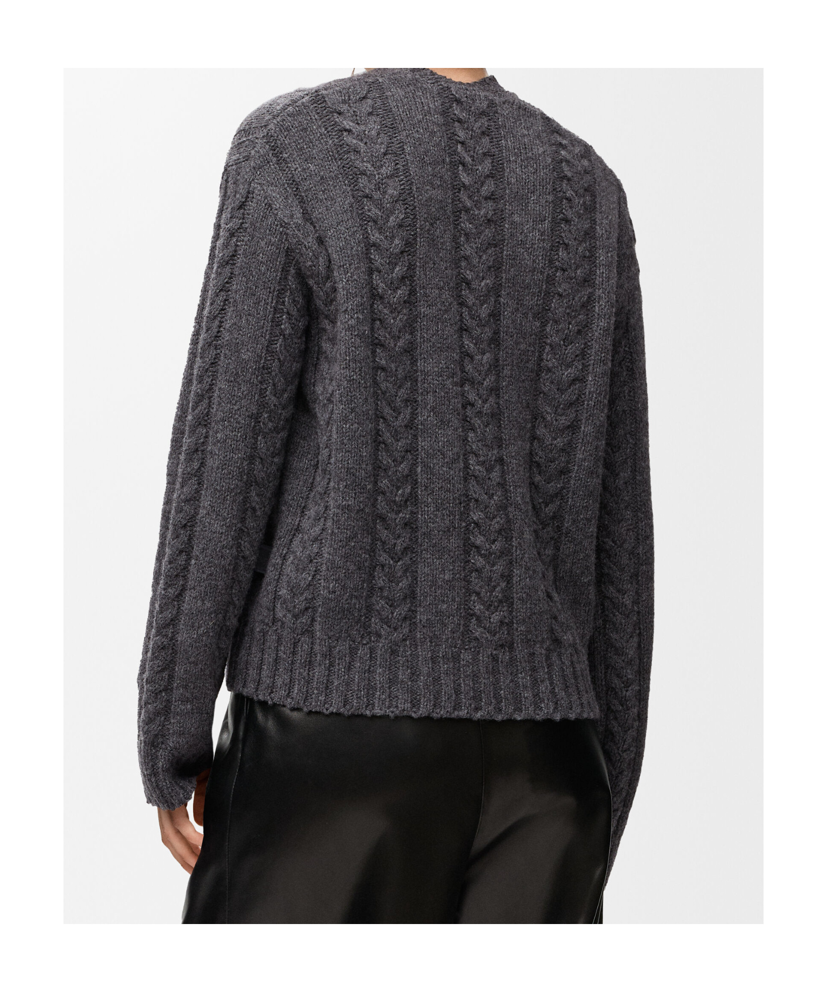 Loewe Womens Grey Keyhole Cable-knit Wool Jumper In Gray