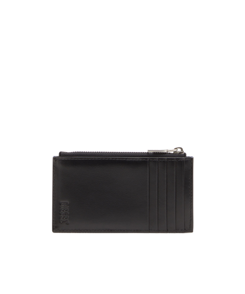 Diesel Logo Zip Card Holder In Blue