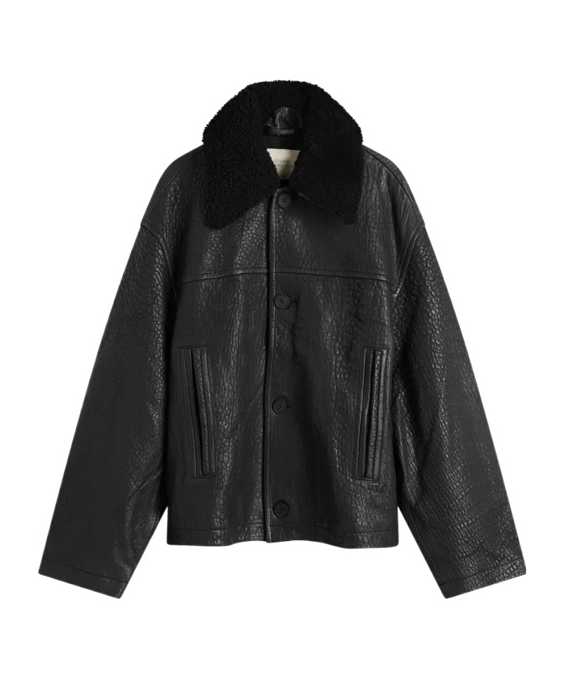 Studio Nicholson Wool Collar Casual Jacket In Black