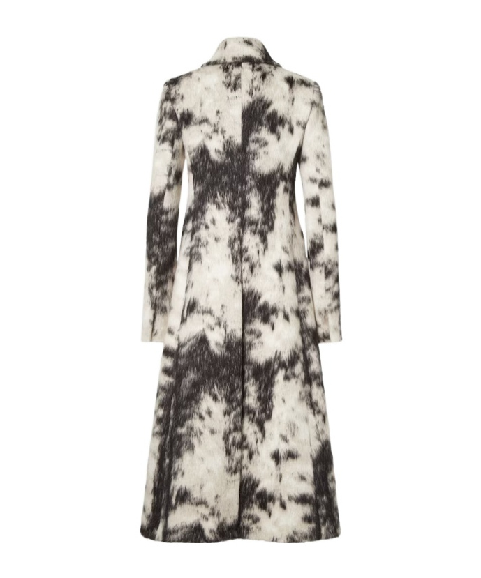 Fendi Frosted Fauna Black And White Wool Coat In Multi