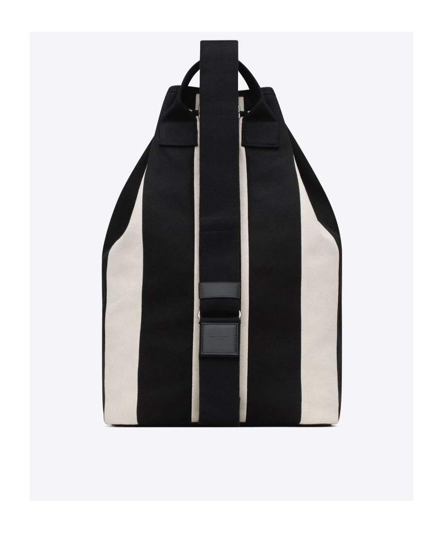 Saint Laurent Striped Cotton-blend Backpack In White