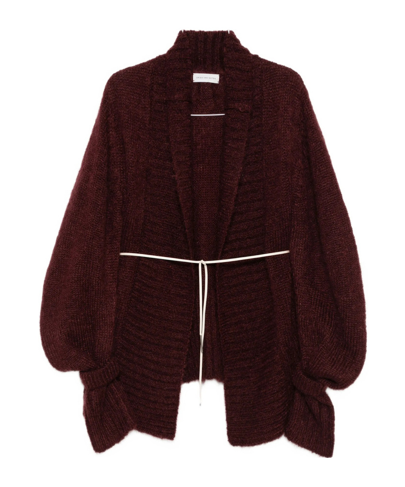 Dries Van Noten Lace-up Cardigan Sweater In Red
