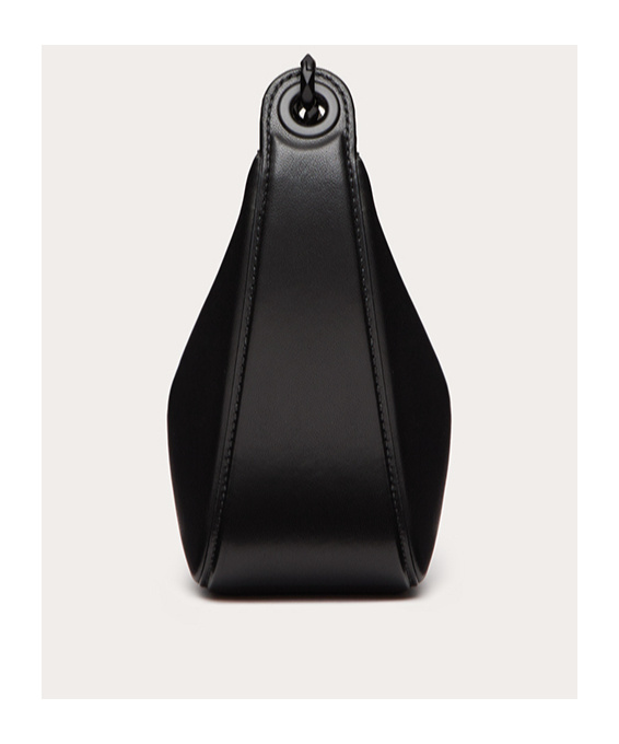 Valentino Mini Hobo Vlogo Shoulder Bag In Black
